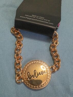 Paparazzi Gold Believe Script Medallion Bracelet